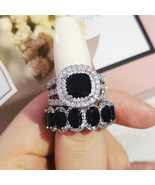 1Ct Cushion Cut Black Diamond Engagement Wedding Ring 14K White Gold Over - £75.04 GBP