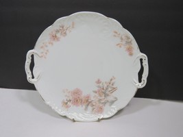 Carlsbad Austria Platter Cake Handled Mums Hand Painted Scalloped Edge 10.75&quot;  - £23.88 GBP