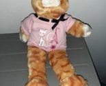 Build a Bear Workshop Orange Tabby Cat Plush 17&quot; With Pink T-shirt Meow ... - $17.59