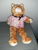 Build a Bear Workshop Orange Tabby Cat Plush 17&quot; With Pink T-shirt Meow Sound - £14.06 GBP