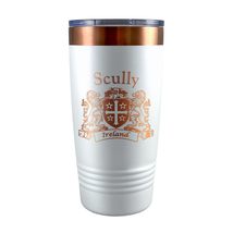 Scully Irish Coat of Arms White Rose Travel Mug - $27.44