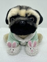 Gund Slumber Party Doug The Pug Plush Realistic Dog Bunny Slippers &amp; Fluffy Robe - £10.20 GBP
