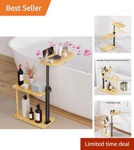 Versatile Freestanding Bamboo Bath Tray Caddy with Adjustable Height &amp; S... - $101.92