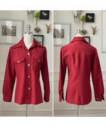 Vintage 70s Panther Polyester Pointy Collar Button Up Rust Small - €24,71 EUR