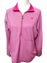 Kate Lord Pink and White Striped Long Sleeve 1/4 Zip Pullover Size L - $14.24