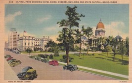 Boise Idaho ID State Capitol Park Hotel Federal Building 1941 Banks Postcard C16 - £2.39 GBP