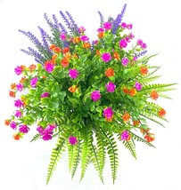 Artificial Flowers For Outdoors, 8 Pcs., Uv Resistant Fake Plastic, Mix Color - £32.89 GBP