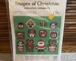 Studio 12 Shapes of Christmas Needlepoint Ornaments #2554 Vintage 1983 USA - £12.94 GBP