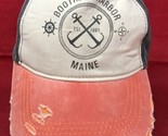 Boothbay Harbor Maine Strapback Adjustable Hat Distressed Boating Hat Na... - $34.16