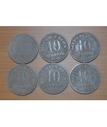 GERMANY SIX COINS LOT OF 10 PFENNIG 1917-1922 RARE VF-XF NO RESERVE - $12.92 CAD