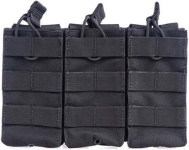 CMJ Supply Tactical 3 Rifle Mag Pouch Black Nylon Open Top Bungee - £15.56 GBP