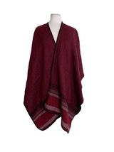 Woolrich Womens Blanket Wrap Open Poncho One Size Reversible Maroon Black - £13.19 GBP