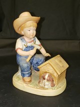 Vintage &quot;Denim Days&quot; Boy Working On A Dog House  #1503 Figurine - 1985 - £6.72 GBP