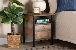 Lucina Two-Tone Rustic Oak Brown and Black Nightstand - $93.00