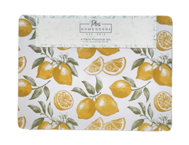 PBS Home Goods Cork Placemat Set Lemons Yellow White Green 16&quot; x 12&quot; 4 P... - £20.52 GBP