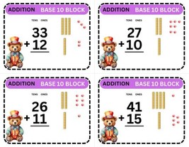 ADDITION Base10 - no Regrouping - 36 Cards - Laminated Activity - $17.05