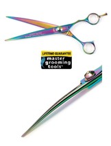 Master Grooming Tool 440C Stainless Steel Alloy Rainbow Curved 7.5&quot;SHEAR Scissor - $94.99