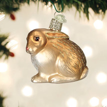 Old World Christmas Tan Cottontail Bunny Glass Christmas Ornament 12615 - £13.49 GBP