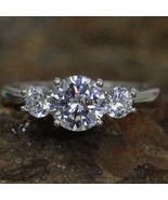 14K White Gold Over With 1 Ct Vintage Engagement Wedding 3-Stone Diamond... - $101.69 CAD