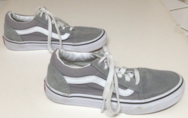 Vans Youth Kids Grey Sneakers Size 3 Gently Used 934A - £18.91 GBP