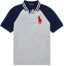 Polo Ralph Lauren Boys Infants Grey Big Pony Raglan Golf Shirt Sz 6 9905-1 - £26.61 GBP