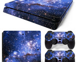 PS4 Slim Skin Console &amp; 2 Controllers Blue Space Vinyl Decal Wrap - $13.97