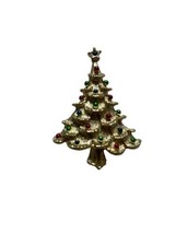 Vintage Gerry’s Signed Enamel Christmas Tree Brooch Pin - Gold Tone - £7.09 GBP