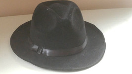 Classic Godfather Mobster Gangster Black Fedora Felt Costume Hat 8&quot;x7&quot; oval - £5.93 GBP