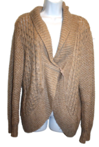 Sonoma Womens  Tan Khaki Cowl Neck Cardigan Sweater Button Front Toggle Large L  - £14.39 GBP