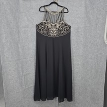 Vtg Onyx Nite Wendye Chaitin Womans Dress Size 22 Black Maxi Embroidered... - £21.99 GBP