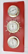 VTG Red Springfield 3 Gauge Weather Station Humidity Temperature Barometer USA - £96.87 GBP