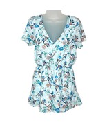 EVERLY blue floral short sleeve v neck shorts romper playsuit size medium - €12,35 EUR