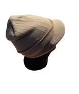 Cap Stocking Winter Hat Knit Beanie Brim Visor Brimmed Beige USA Made - $11.06 CAD