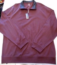 Men&#39;s Van Heusen Modern 1/4 Zip Sweater Pull Over Red Pinot Noir 3XL NEW... - £28.36 GBP