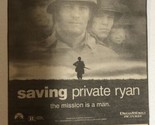 Saving Private Ryan Vintage Movie Print Ad Tom Hanks Matt Damon TPA23 - $5.93