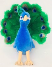 FAO Schwarz Toys R Us Blue Green Peacock Bird 15" Plush Stuffed Animal 2013 - $14.84