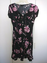 My Michelle Ladies Ss BLACK/PINK Floral V-NECK High Waist Pullover DRESS-JR. M-C - £9.55 GBP