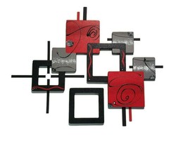 Abstract Modern Red Black Wall sculpture, Contemporary wood metal wall art 48x40 - $346.49