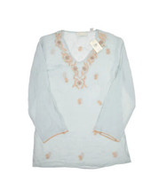 Lord &amp; Taylor Silk Blouse Womens L Sheer Floral Long Sleeve V Neck Lightweight - £23.15 GBP