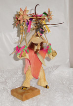 South American Parade Doll - Clay, Corn husk &amp; Wood - Approx 12&quot; Tall wi... - £7.56 GBP
