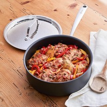 New Lagostina Nera Hard Anodized Nonstick 3-QT Saute Pan with Lid - £22.41 GBP