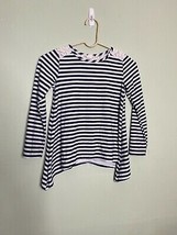 BTWEEN Girls Size 10 Navy Blue White Striped Long Sleeve Shirt Lace Detail  - £6.88 GBP