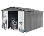 Grey 10x12 Metal Outdoor Storage Sheds - Durable & Spacious