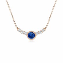 ANGARA Vintage Inspired Sapphire and Diamond Curved Bar Pendant in 14K Gold - £664.75 GBP