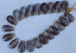 Natural, 20 pieces faceted pear coffee MOONSTONE briolette beads 8x16 mm app. na - £54.85 GBP