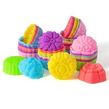 42 Pack Silicone Cupcake Mold Multi Flower-Shaped Baking Cup Non-Stick C... - $21.99