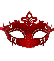 Red Mardi Gras Princess Crystal Masquerade Mask Laser Cut Prom - £7.90 GBP