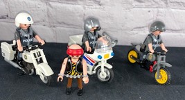 LOT of PLAYMOBIL POLICE  HIGHWAY PATROL OFFICERS &amp; MOTORCYCLES + a priso... - £32.17 GBP