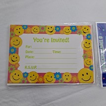 2 packs Party Invitations You&#39;re Invited Flower Power Smiley Face birthday 8 Ct - £7.96 GBP