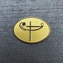 Scarce Gold Tone Abstract Learning Lamp + Flame + Cross • Tie Tack Lapel Hat Pin - £3.59 GBP